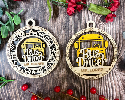 Educational Christmas Ornament--Bus Driver