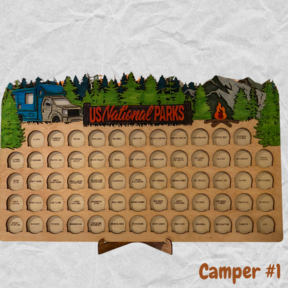 National Parks Tracker with Tokens  (Class C Camper)