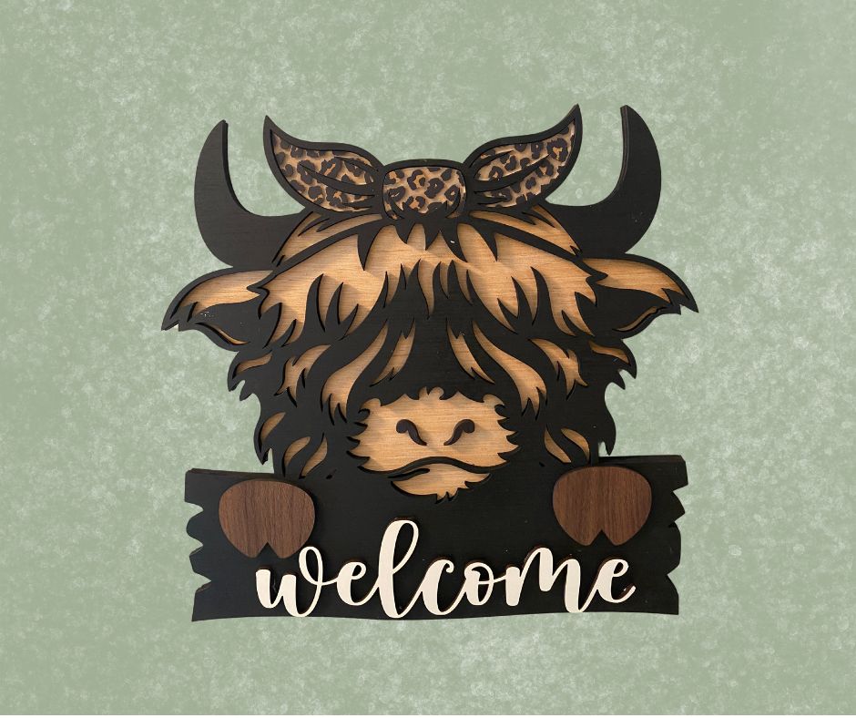 Highland Cow Welcome Sign