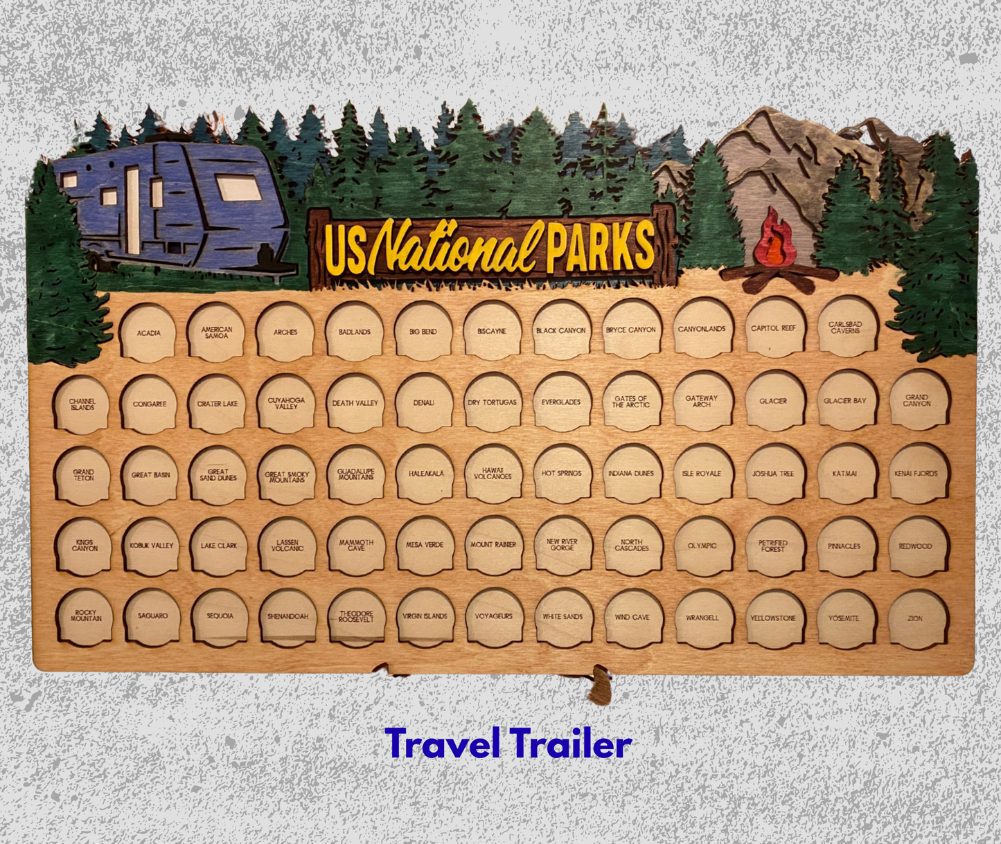 National Park Tracker with Tokens (Travel Trailer)