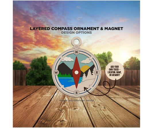 Compass Magnet or Christmas Ornament